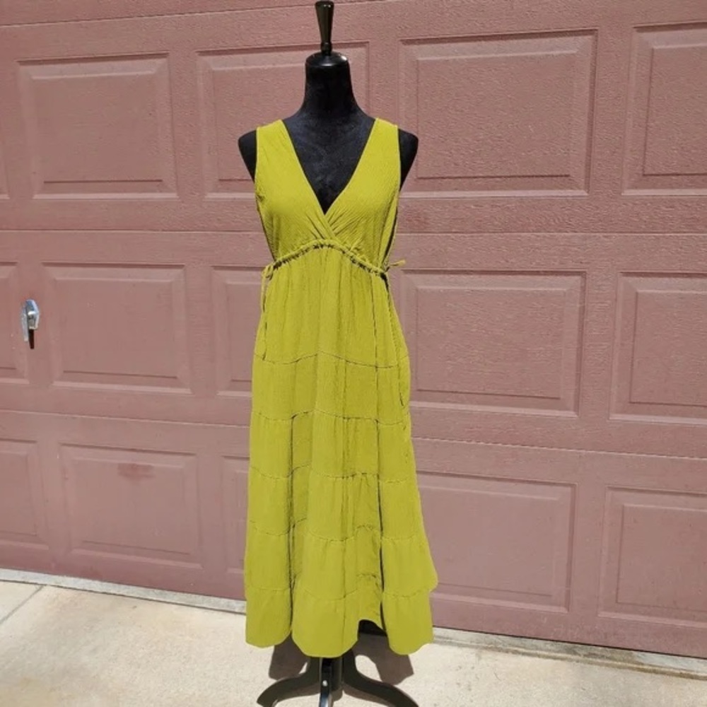 Max Studio Lime Green Tiered Maxi Dress